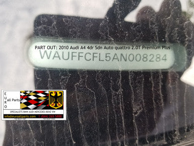 DISMANTLED 2010 Audi A4 4dr Sdn Auto quattro 2.0T Premium Plus Euro All Parts