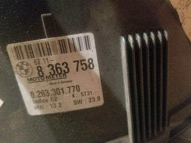 ORION -6 BMW 62118363758 OEM Used CLUSTER DASH USA VERSION - IN MILES / GALLONS PLUG & PLAY MOTO METER 62.11-8 363 758 ODO 117K MILES 0.263.301.770 FROM: 1998 318i M44 7000 RPM