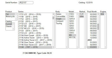 PART OUT C BMW JR22157 2003 E46 M3 COUPE - HIT - POWER TRAIN ONLY E46 M3 MANUAL 326S4 11000304349 S54 w/ (6 SPD STICK) S6S 420G - TBAI 23002229721