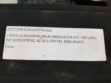0) BMW 61351379741 OEM 61.35-1379741 RM Body Control Module (USED) HELLA 6061.40x .01E Fits: E34 E32 Euro All Parts