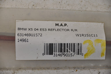 0) BMW 63146901572 Rear Bumper Reflector Right (New) Fits: BMW X5 3.0 2004 & Other Listed Vehicles Euro All Parts