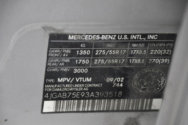 0) 2003 Mercedes-Benz 163270250087 USED 722666 3 918673 Transmission 4JGAB75E93A393518 ML500 M Class 4dr AWD 5.0L Euro All Parts