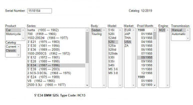 DISMANTLED BMW E34 (1987-1996) VIN: 1518184 525i SEDAN BUILT AUG 1988 M20 6 CYL 5SP MANUAL BLACK Euro All Parts