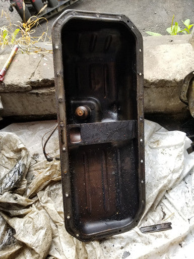 C-213 BMW 11131278878 OEM Used OIL PAN w/LEVEL M20&M30 ENGINE From: 1989 E23 L7  11-13-1-278-878  11131278878