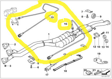 0) BMW OEM 11781427884 USED OXYGEN SENSOR REAR 328i 96 E36 3 Series Euro All Parts