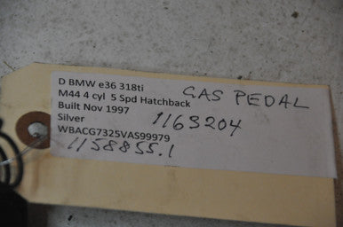 0) BMW OEM 1158855 USED G PEDAL From: 1997 E36 318TI AS99979 FITS: e36 318i 318i 320i 325i 325i 328i M3 Euro All Parts