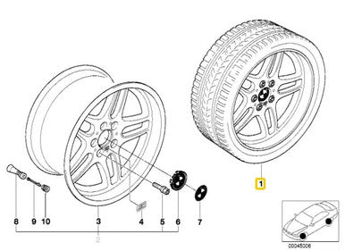 0) BMW 36110009765 RIM USED 18 IN OEM M Parallel Spoke with tire 8JX18 ET:20 9JX18 ET:24 36110009765 36112229635 36112229640 M5 E39 9765 Euro All Parts